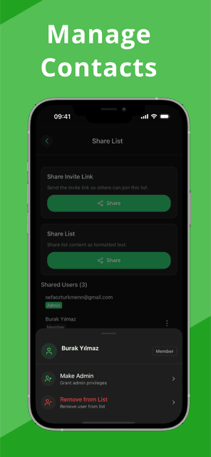 Managing who can edit a shared list and their permissions